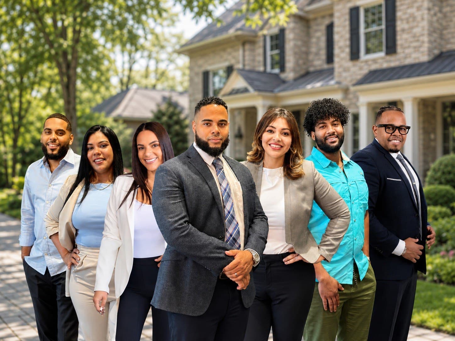 The AD Group team standing together in front of a North Jersey home